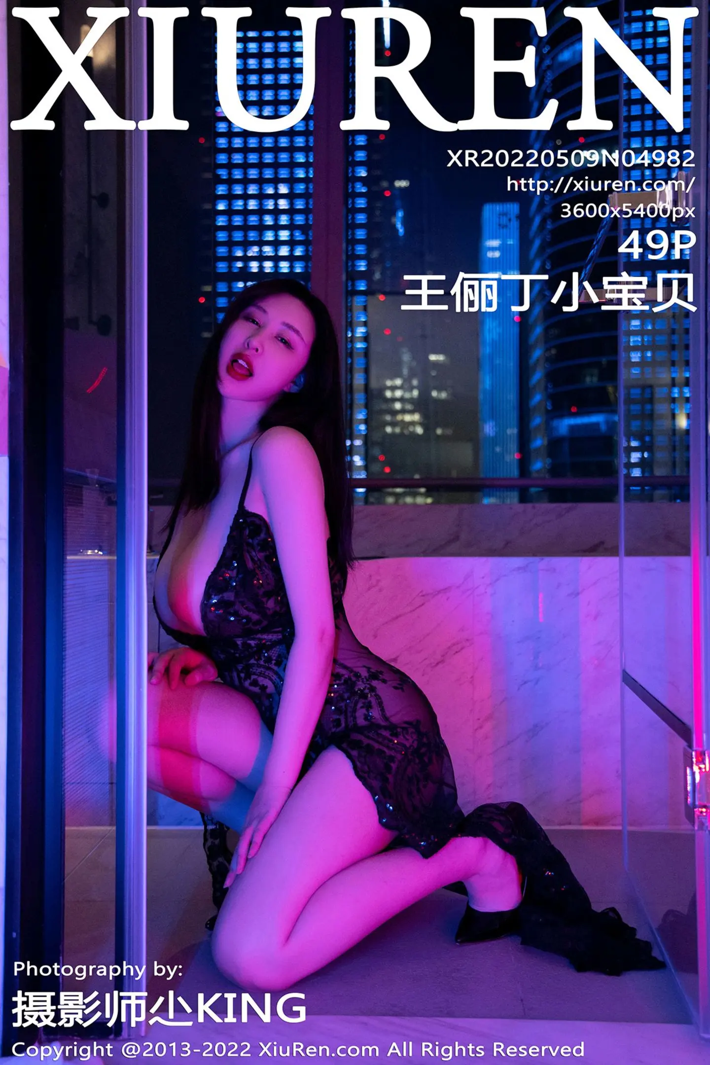 [XiuRen秀人网]VOL.4982 模特王俪丁小宝贝私房性感黑丝轻透薄纱吊裙秀傲人豪乳诱惑写真49P-秀人网官方网站